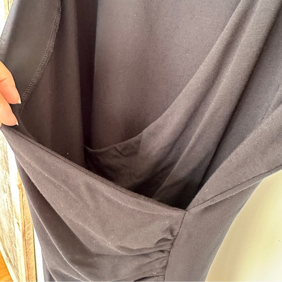 Talbots Black Sleeveless Surplice Top, sleeveless, stretch knit - Picture 4 of 9